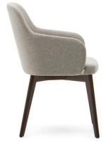 GARDENIA choice of color in chenille and legs in solid beech wood with walnut finish chair with armrests design armchair