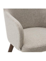 GARDENIA choice of color in chenille and legs in solid beech wood with walnut finish chair with armrests design armchair