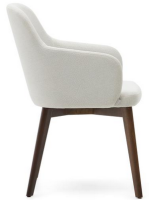 GARDENIA choice of color in chenille and legs in solid beech wood with walnut finish chair with armrests design armchair