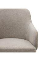ATTA Silla con reposabrazos de chenilla color a elegir y patas de madera maciza de haya acabado natural sillón de diseño