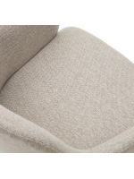 ATTA Silla con reposabrazos de chenilla color a elegir y patas de madera maciza de haya acabado natural sillón de diseño