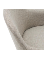 ATTA Silla con reposabrazos de chenilla color a elegir y patas de madera maciza de haya acabado natural sillón de diseño