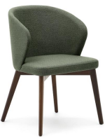 BARLOW choice of color in chenille and legs in solid beech wood with walnut finish chair with armrests design armchair
