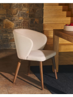 BARLOW choice of color in chenille and legs in solid beech wood with walnut finish chair with armrests design armchair