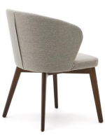 BARLOW scelta colore in ciniglia e gambe in legno massello di faggio finitura noce sedia con braccioli poltroncina design