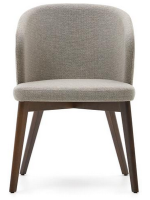 BARLOW choice of color in chenille and legs in solid beech wood with walnut finish chair with armrests design armchair