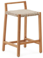 CHIN tabouret hauteur d'assise 67 cm en bois de teck massif et corde pour usage extérieur