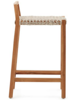 CHIN tabouret hauteur d'assise 67 cm en bois de teck massif et corde pour usage extérieur