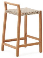 CHIN tabouret hauteur d'assise 67 cm en bois de teck massif et corde pour usage extérieur