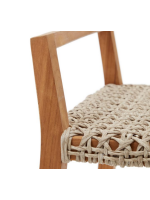 CHIN Taburete altura asiento 67 cm en madera maciza de teca y cuerda para exterior