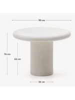 DADA Ø 90 o Ø 120 o Ø 140 cm mesa en hormigón blanco resistente para jardines y terrazas