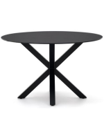 ACASC 120 cm diameter table in black glass top and black metal base design