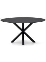 APEDAR 150 cm diameter table in black glass top and black metal base design