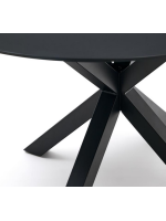 APEDAR tavolo diam 150 cm piano in vetro nero e base in metallo nero design