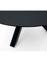 APEDAR Mesa de 150 cm de diámetro con tapa en vidrio negro y diseño con base de metal negro