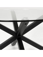 BASKET Ø 150 cm in black legs and tempered glass top fixed design table