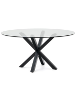 BASKET Ø 150 cm in black legs and tempered glass top fixed design table