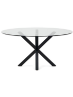 BASKET Ø 150 cm in black legs and tempered glass top fixed design table