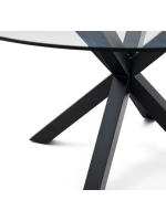 BASKET Ø 150 cm in black legs and tempered glass top fixed design table