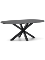 ARTANI 200x100 cm table in black glass top and black metal base design