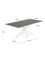 GOYO 160 or 180 or 200 cm fixed with porcelain top and white steel table legs