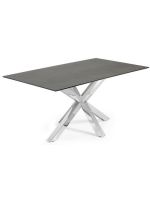 ETNA 160 ou 180 ou 200 cm fixe avec plateau en porcelaine et pieds de table en acier INOX
