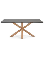 DALI 160 or 180 or 200 cm fixed with porcelain top and in metal with natural wood finish table legs