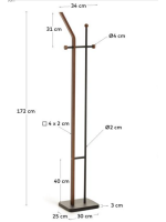 LUNA Bodengarderobe aus schwarzem Stahl und Walnussholz