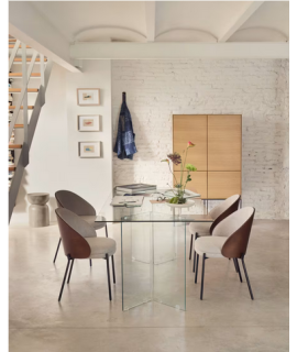 PLANO 180 o 200 cm tavolo fisso tutto in vetro cristallo trasparente temperato living sala da pranzo soggiorno o studio design
