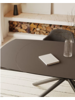 ILLINOIS ausziehbarer Tisch aus schwarzem Glas und lackiertem Stahl