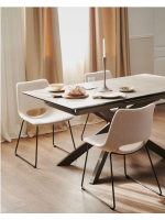 JOVIN Mesa 160 extensible 210 cm con tapa en vidrio cerámico y patas en metal pintado con muebles de diseño