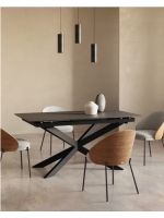 MILANO table 160 extendable 210 cm with top in glass and legs in painted metal with designer furniture
