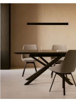 BARNABA tavolo 160 allungabile 210 cm con piano in vetro e gambe in metallo verniciato arredamento design