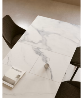 AKARON table 160 extendable 210 cm with top in ceramic glass and legs in painted metal with designer furniture