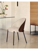 ALEXAR ash veneer chair wengé finish in light brown fabric and black metal frame