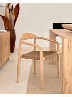 ELEGANTE Chaise avec accoudoirs de corde coloris au choix et pieds en bois d'eucalyptus design jardin ou terrasse