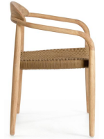 ELEGANTE chair with armrests choice of color in rope and legs in eucalyptus wood garden or terrace design