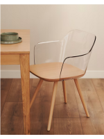 BATAR en bois naturel et chaise en polycarbonate avec accoudoirs design de décoration de vie à la maison