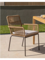 CLEO Chaise design noire ou beige en corde pour intérieur ou extérieur