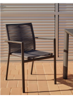 EDIT chaise avec accoudoirs en corde et aluminium gris design pour extérieur jardin ou terrasse home bar glaciers empilable