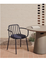 CALIFFO in painted steel and cushion included stackable chair with armrests for garden terraces restaurants