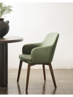 GARDENIA choice of color in chenille and legs in solid beech wood with walnut finish chair with armrests design armchair