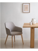 ATTA chair with chenille armrests choice of color and legs in solid beech wood natural finish design armchair