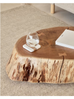 DONI small table with wheels in solid acacia wood