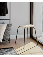 ESTER stool black or white metal and natural wood