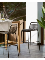 GENIUS sgabello h 62 o 74 cm scelta colore in corda e metallo sedia di design per arredo casa giardino