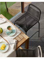 GENIUS Tabouret h 62 ou 74 cm couleur au choix en chaise design corde et métal pour salon de jardin