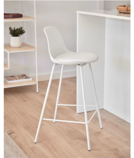 ALAY seat h 65 or 75 cm stool in metal and polypropylene and seat in eco-leather home kitchen bar furniture design contract