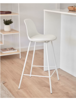 ALAY seat h 65 or 75 cm stool in metal and polypropylene and seat in eco-leather home kitchen bar furniture design contract