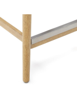 BIRNAX stool with seat h 62 cm in solid natural acacia wood and black rope for indoors or outdoors